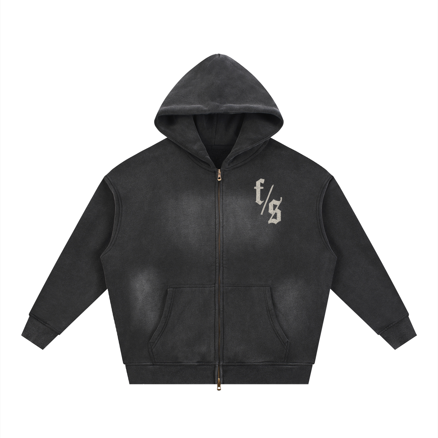 Sunfade Two-way Zipper Boxy Fleece Hoodie