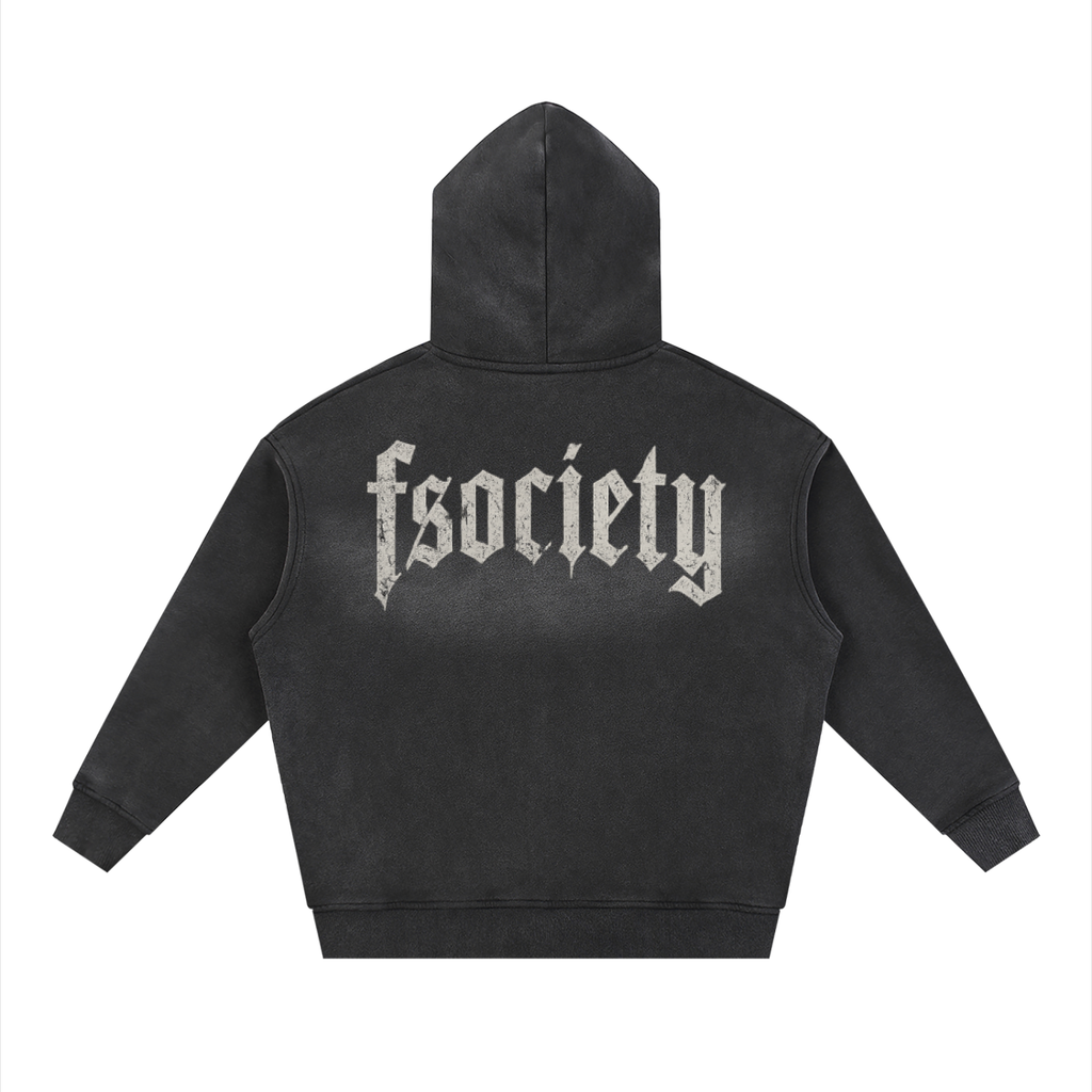 Sunfade Two-way Zipper Boxy Fleece Hoodie