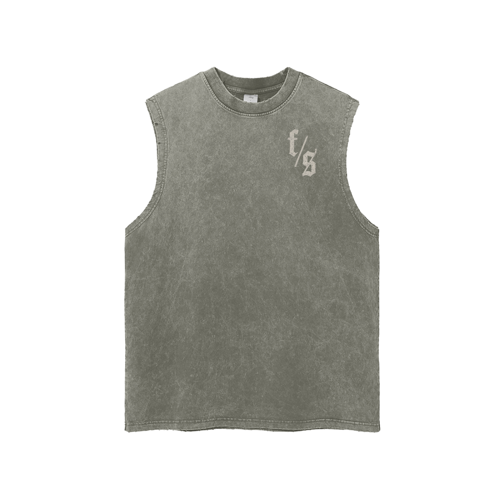 Snow Washed Frayed Hem Tank Top