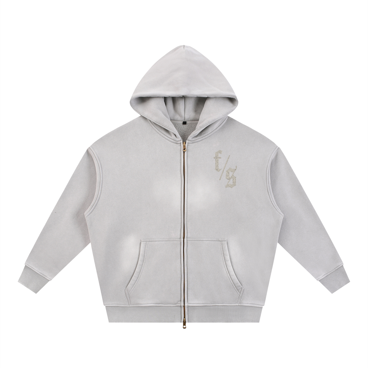 Sunfade Two-way Zipper Boxy Fleece Hoodie