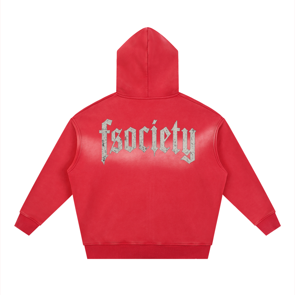 Sunfade Two-way Zipper Boxy Fleece Hoodie