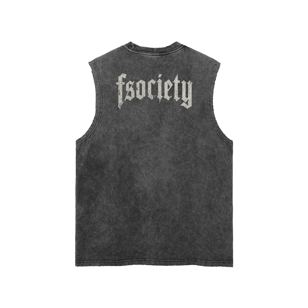 Snow Washed Frayed Hem Tank Top