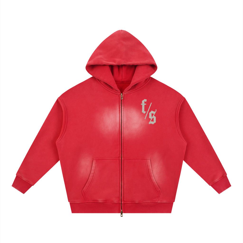 Sunfade Two-way Zipper Boxy Fleece Hoodie